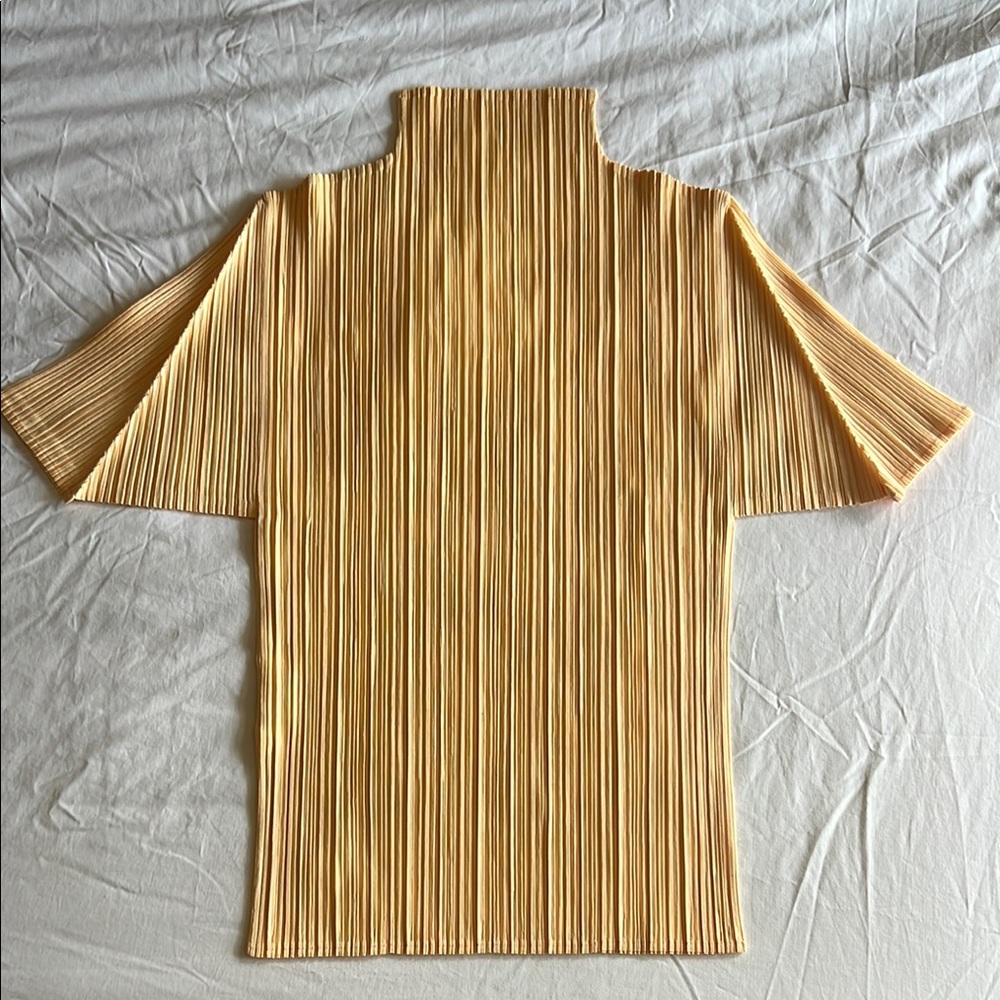 Vintage Pleats Please mockneck in tangerine yellow